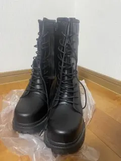 アシストのくつ屋さん 厚底レースアップブーツ ブラック Mサイズ
