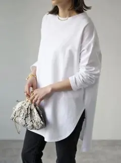 ボンジュールサガン コットンサイドスリットロンT