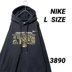 NIKE パーカー ブラック L スウッシュ 刺繍ロゴ カレッジ