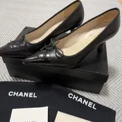 CHANEL ココマーク リボン パンプス ブラックのサムネイル