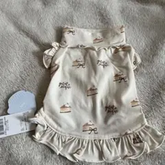 ジェラートピケ 犬服 ドッグウェア スイーツ柄 フリルワンピース Mサイズ