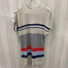 Doll-up ボーダー 半袖ニット マルチカラー サマーニット レディース M