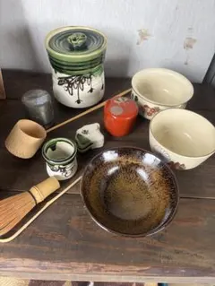 茶道具セット 木製茶箱入り 茶碗 棗　等のサムネイル