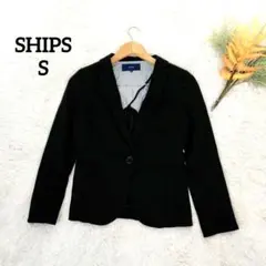シップス レディーステーラードジャケット(S)日本製 ネイビー コットン