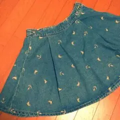 値下げしました！マリン柄デニムスカート