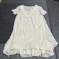 アズノウアズピンキー ベージュ 半袖チュニック