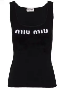 MIU MIU 黒 タンクトップ　定価15万 Black Viscose Tank Top | Miu Miu