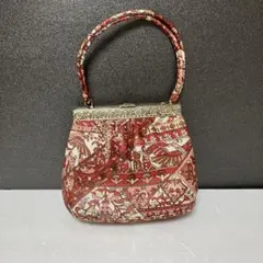 革　プリント　バッグ　レトロ