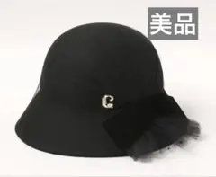 美品　CA4LA CF LAYLA ブラック バケットハット レース　リボン