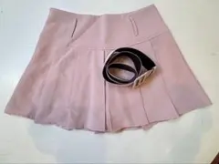 【値下げ】GRL ベルト付きスカート プリーツ ピンク L