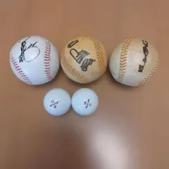 サイン入り野球とゴルフボールセット　王貞治　江川卓　宮本和知GIANTSのサムネイル