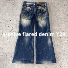 archive grunge damage flared denim Y2K