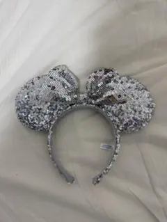 シルバー スパンコール ミニー耳カチューシャ