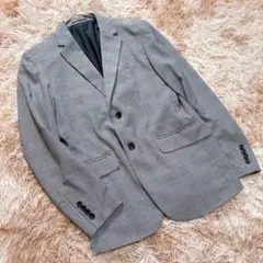 ジーユー GU（M）グレンチェック テーラードジャケット グレー きれいめ 上品