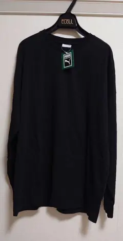 新品 プーマ ロンティ 長袖 Tシャツ 黒 無地 ロゴ 刺繍