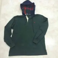 RL ラルフローレン フード付きラガーシャツ パーカー 緑 ポロ