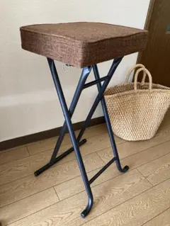 ブラウン折りたたみスツール ハイチェア