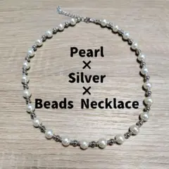 【約42cm】パール ネックレス beads　Necklace　　　silver