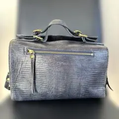 黒レザー クロコダイル風 ハンドバッグ　ショルダーバッグ