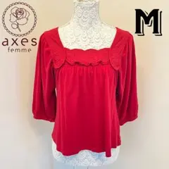 axesfemme アクシーズファム　チュニック　トップス　七分袖　ワインレッド