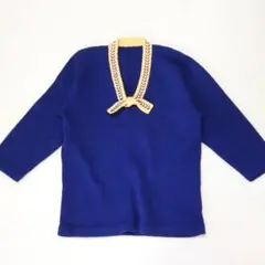 昭和レトロ　ボウタイ　リボン　ニット　7分袖　ヴィンテージ