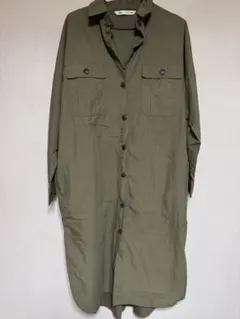 ZARA オリーブグリーン シャツワンピース XS-S