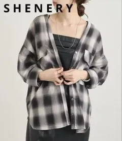 《匿名発送》SHENERY シーナリー Vネックオンブレチェックシャツ ブラウスのサムネイル