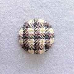 刺繍ブローチ　チェック柄【ブラウン】