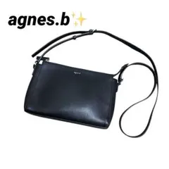 美品✨agnes.b アニエスベー レザーショルダーバッグ 金ロゴ ソフィ 黒