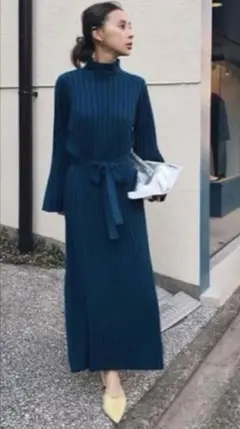 アメリ AMERI ニット ワンピース ネイビー ブルー