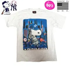 90s～ USA製 スヌーピー NYヤンキース 半袖Tシャツ