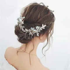 パール ビジュー フラワー ヘッドドレス★ブライダル 結婚式 ヘアアクセサリー