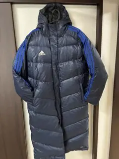 adidas フード付き メンズダウンコート ネイビーL