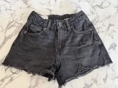 ZARA ダメージ加工 ダークグレー ハーフパンツ　8-9Y