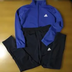 adidas 　アディダス　ジャージ上下セット　ブルー×ダークネイビー　130