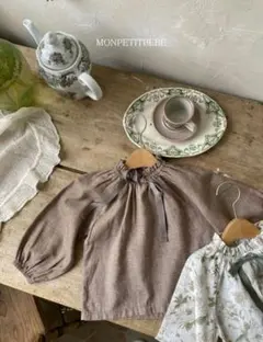 mon petit bebe　ボウタイスモックブラウス