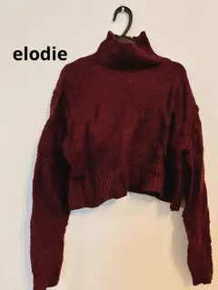 elodie 【M】バーガンディ タートルネック セーター