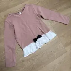 après les cours ピンク フリル付き長袖カットソー 120