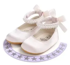 白13cm キッズ フォーマルシューズ リボン 結婚式 発表会 演奏会 女の子