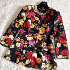 極美シナ✨ レオナール コート ジャケツ シルク100 お花 ソーガラ キン 