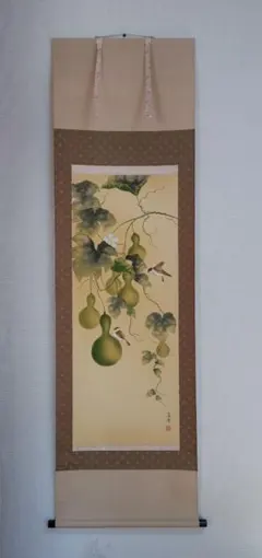掛軸 無病息災 瓢箪 未使用 六瓢(むびょう)=無病 同音縁起もの 掛軸 無病息災 瓢箪 未使用 六瓢(むびょう)=無病 同音縁起もの