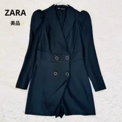 美品 ZARA オールインワンジャケットスーツ ジャンプスーツ ダブルボタン 黒