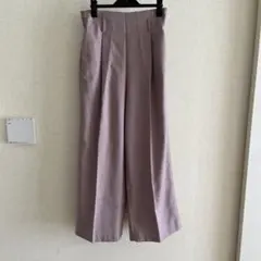 GU ワイドパンツ　センタープレス　くすみ紫　M