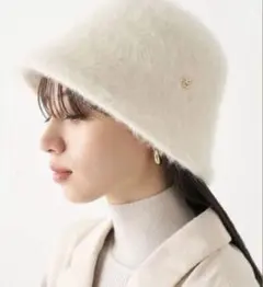 snidel ホワイト バケットハット 金属ロゴ付き