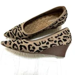 VIVAIA ヒョウ柄 ポインテッドトゥ 38.5 ウェッジソール 未使用級美品