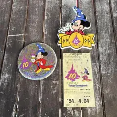 当時限定10周年ディズニーチケット　 10周年ディズニー缶バッチ