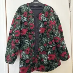 SUPAR HAKKA フリースジャケット 赤と緑の花柄　リバーシブル