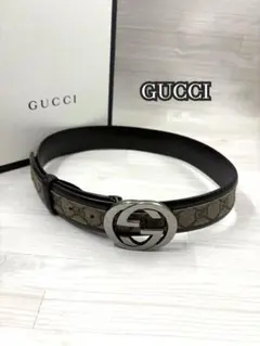 GUCCI グッチ　インターロッキング　GGスプリーム　GGロゴ　ベルト　レザー