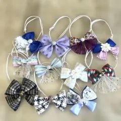 ダブルリボン&リードセット(ピンクさくらんぼ)わんちゃん猫ちゃん用