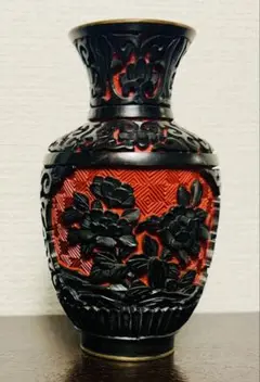 堆朱漆彫り花瓶 中国美術 彫刻 花瓶彫漆 花瓶（花の彫刻） 年代物 美品 　箱付 Amazon.co.jp: 32) 中国美術 堆朱 漆彫り花瓶 彫漆花瓶 堆朱